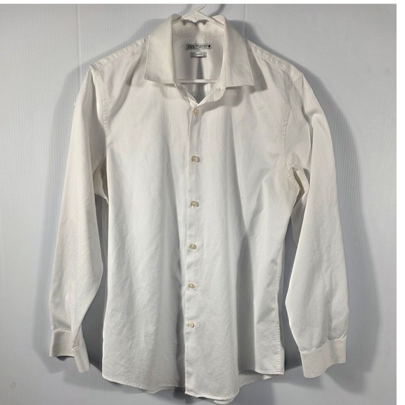 Zara Other - ZARA Man White Textured Slim Fit Long Sleeve Button Down Dress Shirt XL